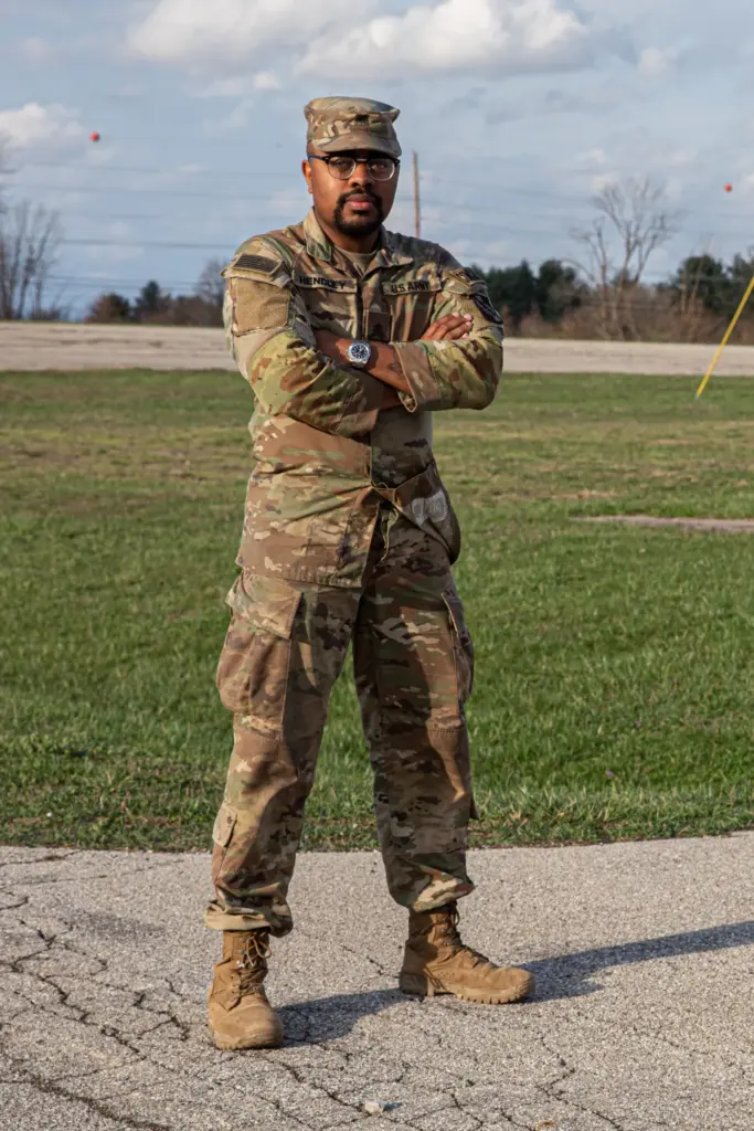 Trevon Hendley, Atlanta photographer and videographer, in a soldier uniform